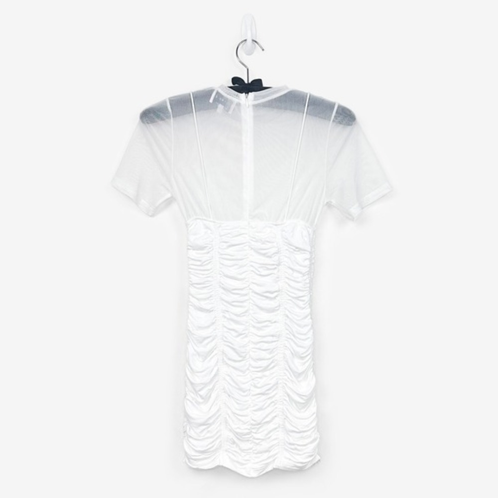 Sabo Skirt Kaylani Mini Dress Size XS White Mesh Ruched - Picture 2 of 9